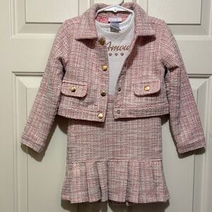 Little Lass Pink Tweed Girls' 2 Piece Dress and Jacket Size 4T